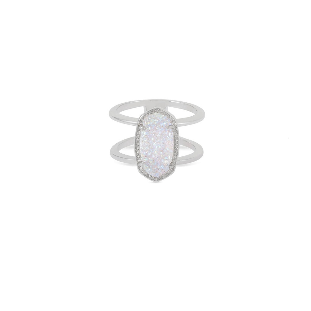 Kendra Scott Elyse Ring In Silver Iridescent Drusy - Picture 5 of 8
